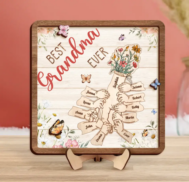 Custom Personalized Grandma 2 Layered Wooden Art - Upto 10 Kids - Mother's Day Gift Idea For Grandma/ Mom - Best Grandma Ever