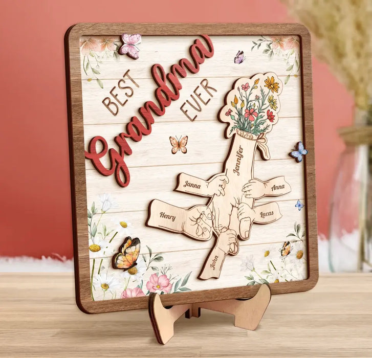 Custom Personalized Grandma 2 Layered Wooden Art - Upto 10 Kids - Mother's Day Gift Idea For Grandma/ Mom - Best Grandma Ever