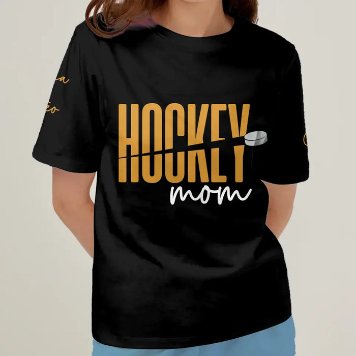 Custom Personalized Hockey Mom AOP T-Shirt - Mother's Day Gift Idea for Mom/Grandma