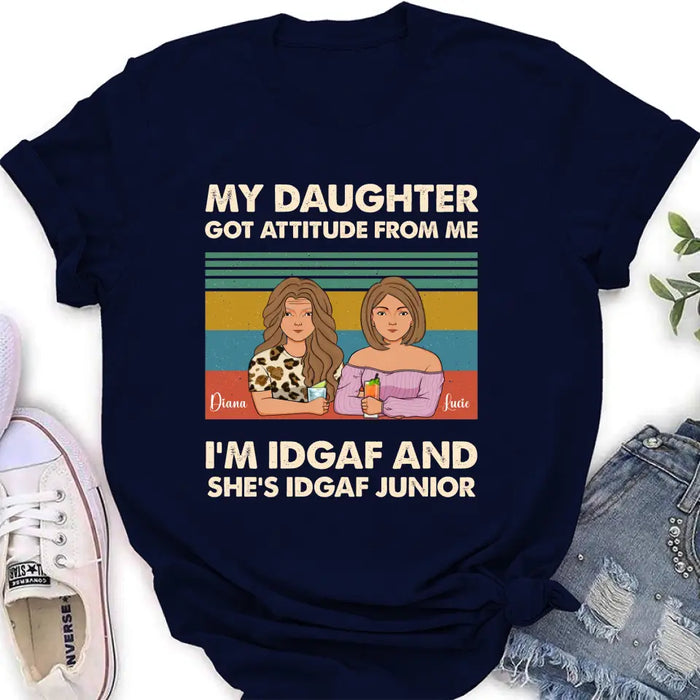 Custom Personalized Mom T-shirt/ Hoodie - Gift Idea For Mother's Day - I'm IDGAF And She's IDGAF Junior