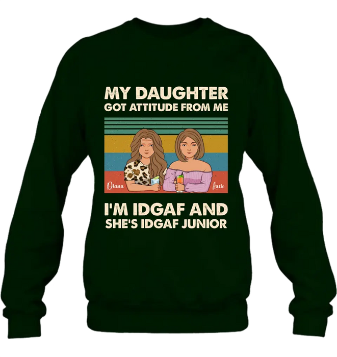 Custom Personalized Mom T-shirt/ Hoodie - Gift Idea For Mother's Day - I'm IDGAF And She's IDGAF Junior