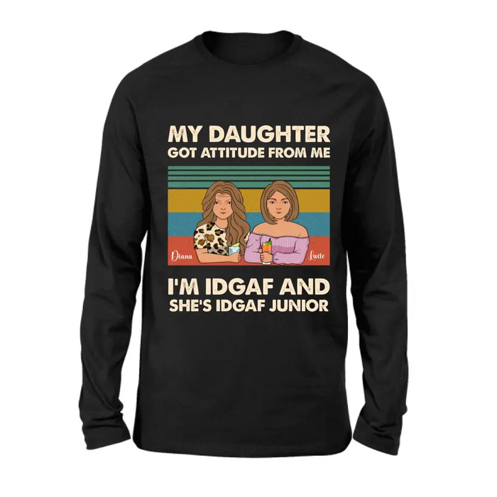 Custom Personalized Mom T-shirt/ Hoodie - Gift Idea For Mother's Day - I'm IDGAF And She's IDGAF Junior