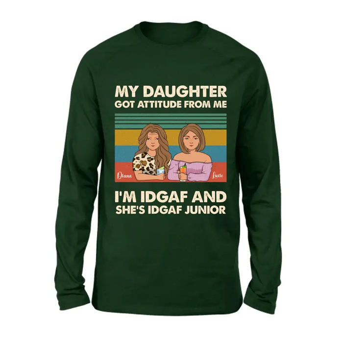 Custom Personalized Mom T-shirt/ Hoodie - Gift Idea For Mother's Day - I'm IDGAF And She's IDGAF Junior