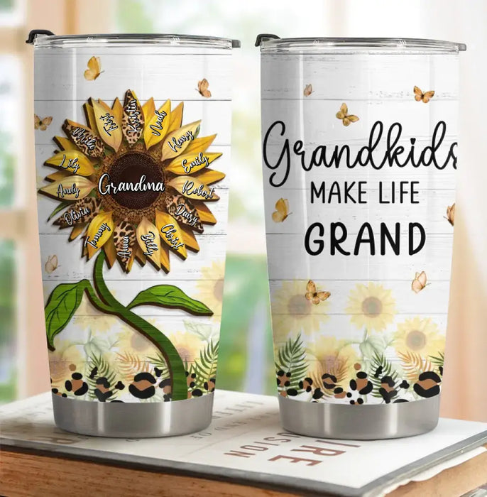 Custom Personalized Grandma Tumbler - Up to 15 Kids - Mother's Day Gift Idea For Grandma - Grandkids Make Life Grand