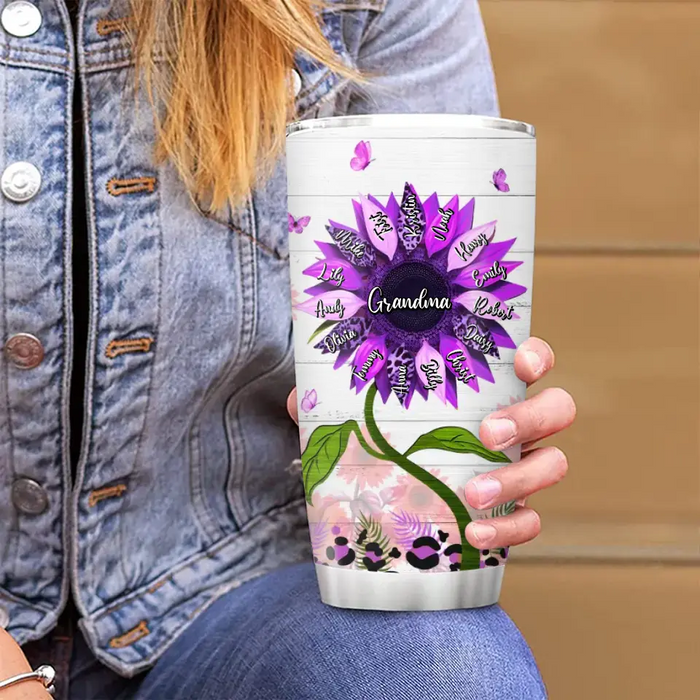 Custom Personalized Grandma Tumbler - Up to 15 Grandkids - Mother's Day Gift Idea For Grandma - Grandkids Make Life Grand