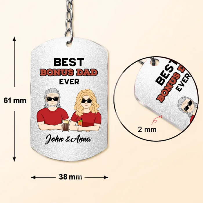 Custom Personalized Bonus Dad Aluminum Keychain - Gift Idea For Dad/Father's Day - Thanks For Being Less Of A Dick Than My Real Dad