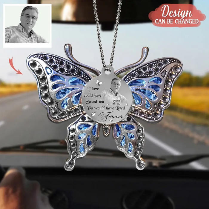 Custom Personalized Memorial Butterfly Aluminum Ornament - Upload Photo - Memorial Gift Idea For Family Member/ Mother's Day/ Pet Lovers -Your Wings Were Ready But My Heart Was Not