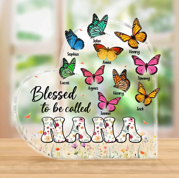 Custom Personalized Grandma Butterfly Acrylic Plaque - Mother's Day Gift Idea For Grandma/ Mom - Upto 10 Kids - Blessed To Be Called Nana