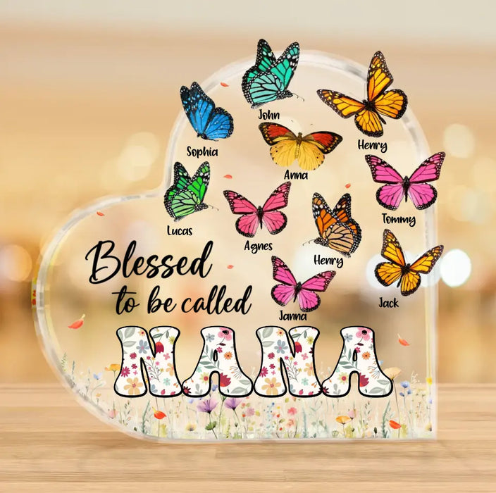 Custom Personalized Grandma Butterfly Acrylic Plaque - Mother's Day Gift Idea For Grandma/ Mom - Upto 10 Kids - Blessed To Be Called Nana