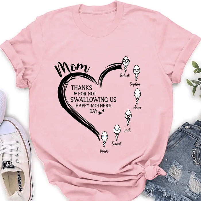 Custom Personalized Mom Shirt/ Hoodie - Up to 6 Kids - Mother's Day Gift Idea - Thanks For Not Swallowing Us