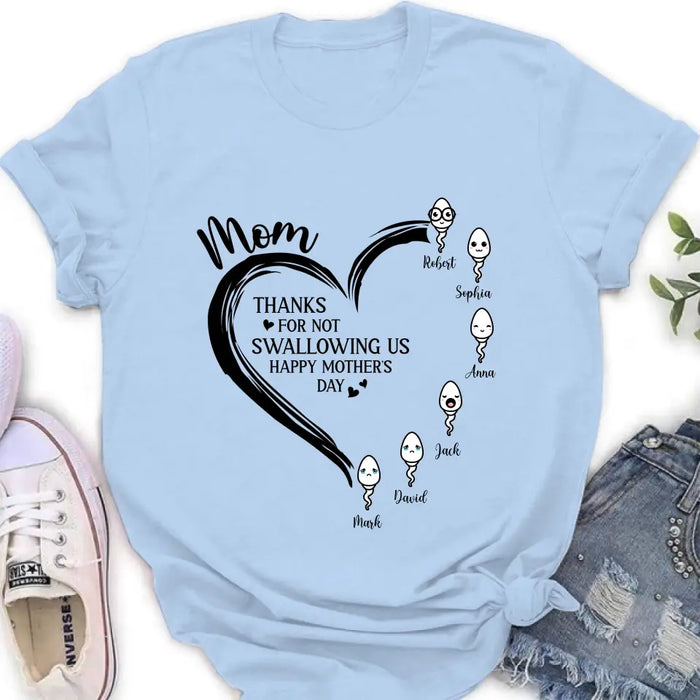 Custom Personalized Mom Shirt/ Hoodie - Up to 6 Kids - Mother's Day Gift Idea - Thanks For Not Swallowing Us