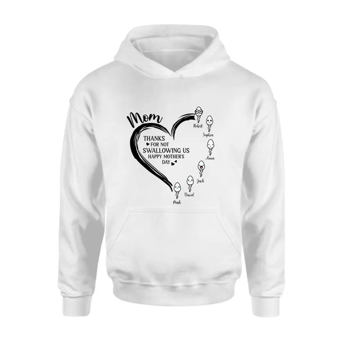 Custom Personalized Mom Shirt/ Hoodie - Up to 6 Kids - Mother's Day Gift Idea - Thanks For Not Swallowing Us