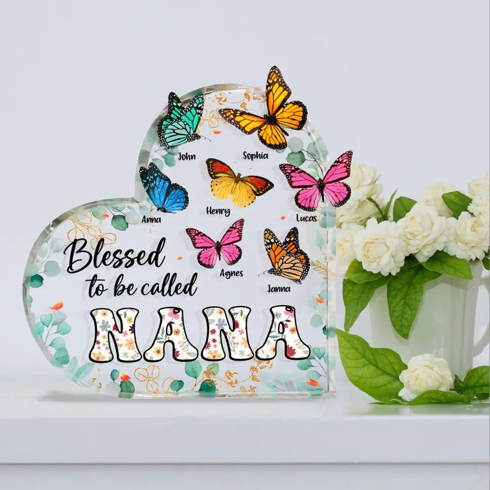 Custom Personalized Grandma Mom Butterfly Acrylic Plaque - Mother's Day Gift Idea For Grandma/ Mom - Up to 10 Kids - Blessed To Be Called Nana