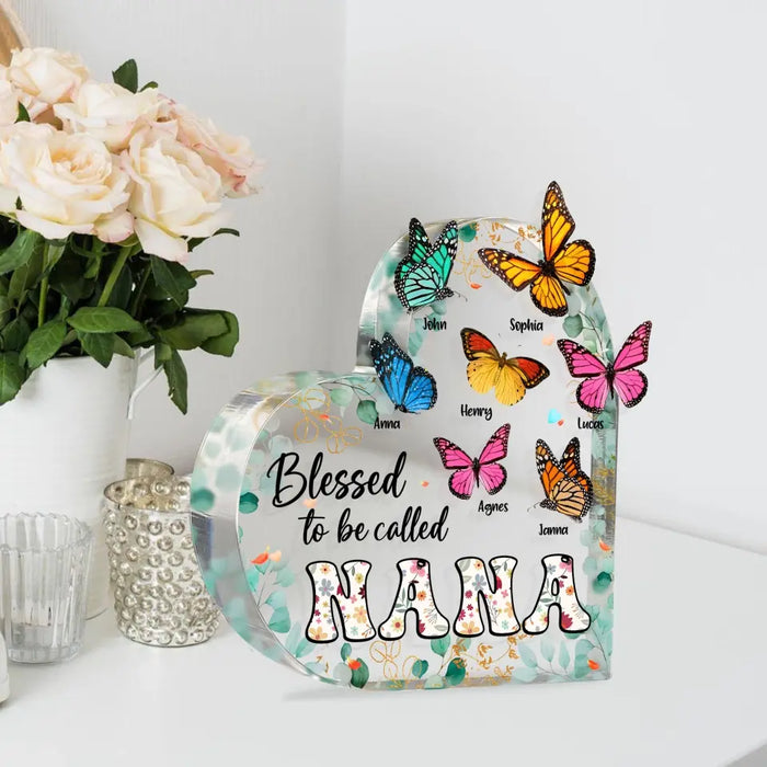 Custom Personalized Grandma Mom Butterfly Acrylic Plaque - Mother's Day Gift Idea For Grandma/ Mom - Up to 10 Kids - Blessed To Be Called Nana