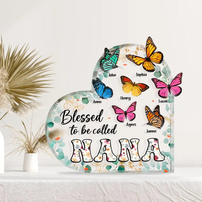 Custom Personalized Grandma Mom Butterfly Acrylic Plaque - Mother's Day Gift Idea For Grandma/ Mom - Up to 10 Kids - Blessed To Be Called Nana