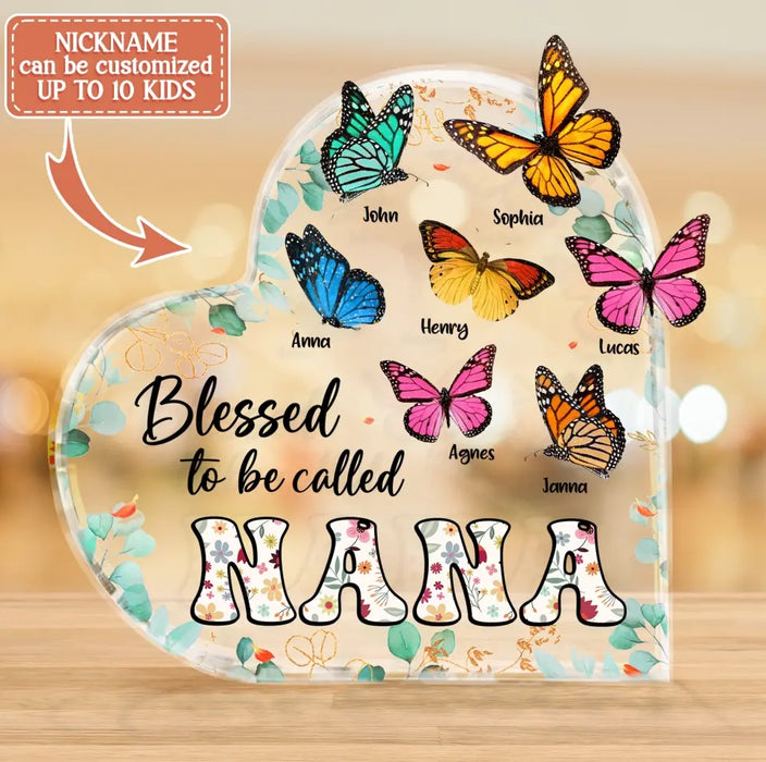 Custom Personalized Grandma Mom Butterfly Acrylic Plaque - Mother's Day Gift Idea For Grandma/ Mom - Up to 10 Kids - Blessed To Be Called Nana