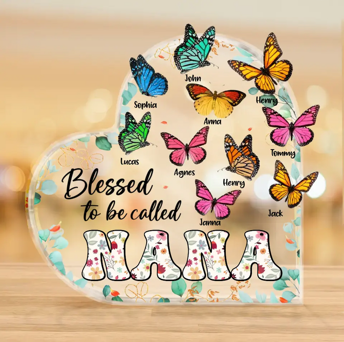 Custom Personalized Grandma Mom Butterfly Acrylic Plaque - Mother's Day Gift Idea For Grandma/ Mom - Up to 10 Kids - Blessed To Be Called Nana