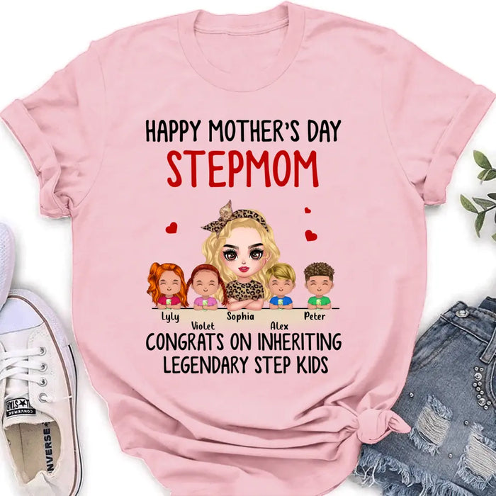 Custom Personalized Mom & Kids Shirt/ Hoodie - Gift Idea For Mom/Mother's Day - Upto 4 Kids - Happy Mother's Day StepMom