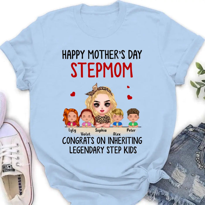 Custom Personalized Mom & Kids Shirt/ Hoodie - Gift Idea For Mom/Mother's Day - Upto 4 Kids - Happy Mother's Day StepMom