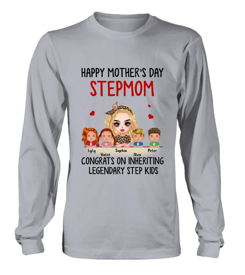 Personalized Mom & Kids Shirt/Hoodie - Gift Idea For Mom/Mother's Day - Up to 4 Kids - Happy Mother's Day StepMom