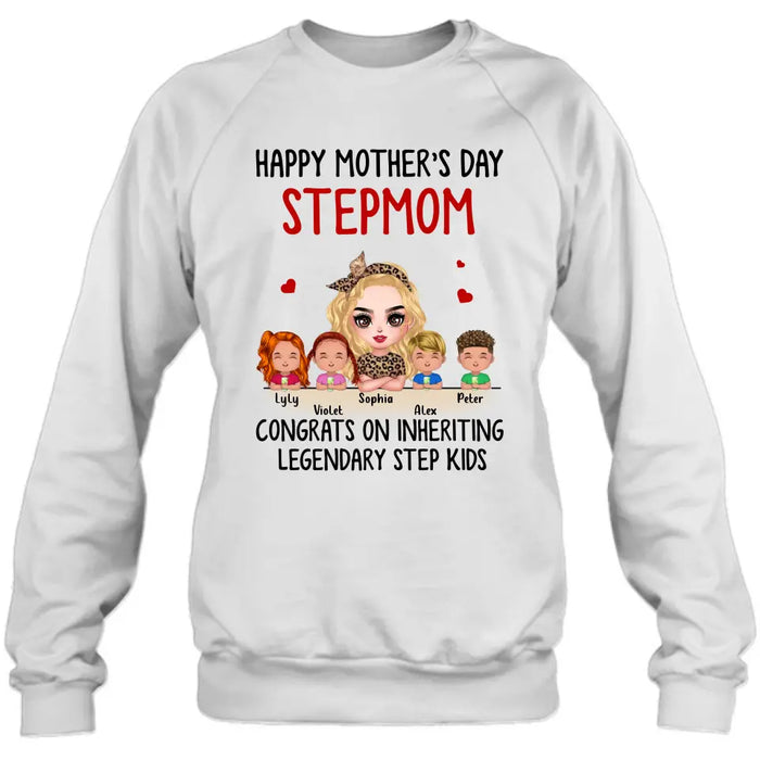 Custom Personalized Mom & Kids Shirt/ Hoodie - Gift Idea For Mom/Mother's Day - Upto 4 Kids - Happy Mother's Day StepMom