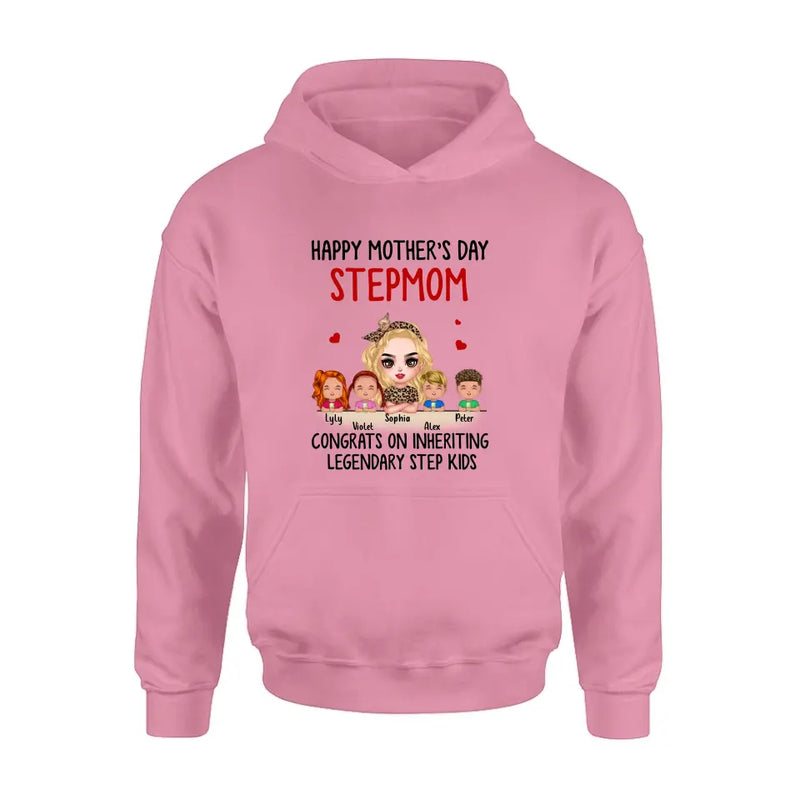 Personalized Mom & Kids Shirt/Hoodie - Gift Idea For Mom/Mother's Day - Up to 4 Kids - Happy Mother's Day StepMom