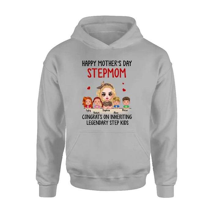 Custom Personalized Mom & Kids Shirt/ Hoodie - Gift Idea For Mom/Mother's Day - Upto 4 Kids - Happy Mother's Day StepMom