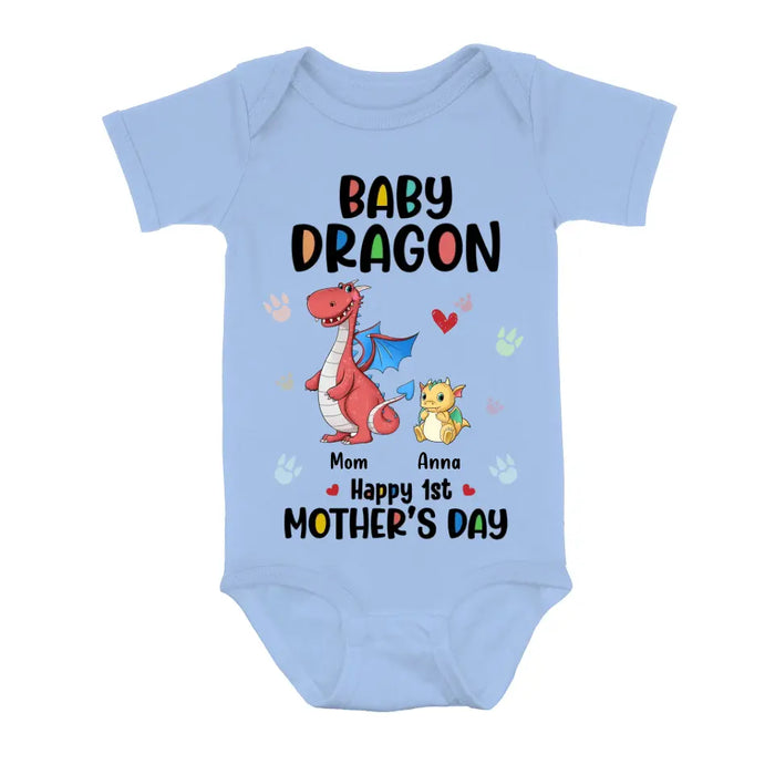 Custom Personalized Dragon Shirt/Baby Onesie - Gift Idea For Mother's Day - Mother Of Dragon  Happy 1st Mother's Day