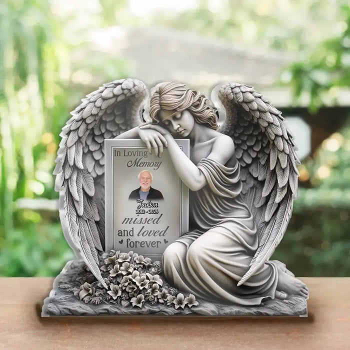 Custom Personalized Memorial Angel Acrylic Plaque - Memorial Gift Idea For Family Member - Upload Photo - In Loving Memory