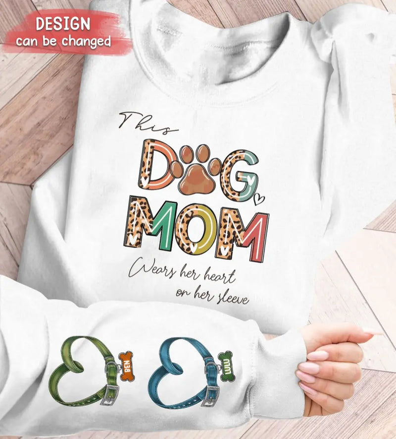 Personalized Dog Mom AOP Sweater - Up to 6 Pets - Mother's Day Gift Idea For Dog Lover - This Dog Mom Wears Her Heart On Her Sleeve