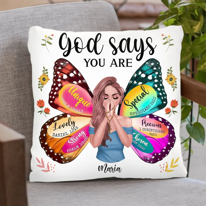 Custom Personalized Prayer Pillow Cover - Inspiration Religious Gifts Idea - God Says You Are Unique Special Lovely Precious