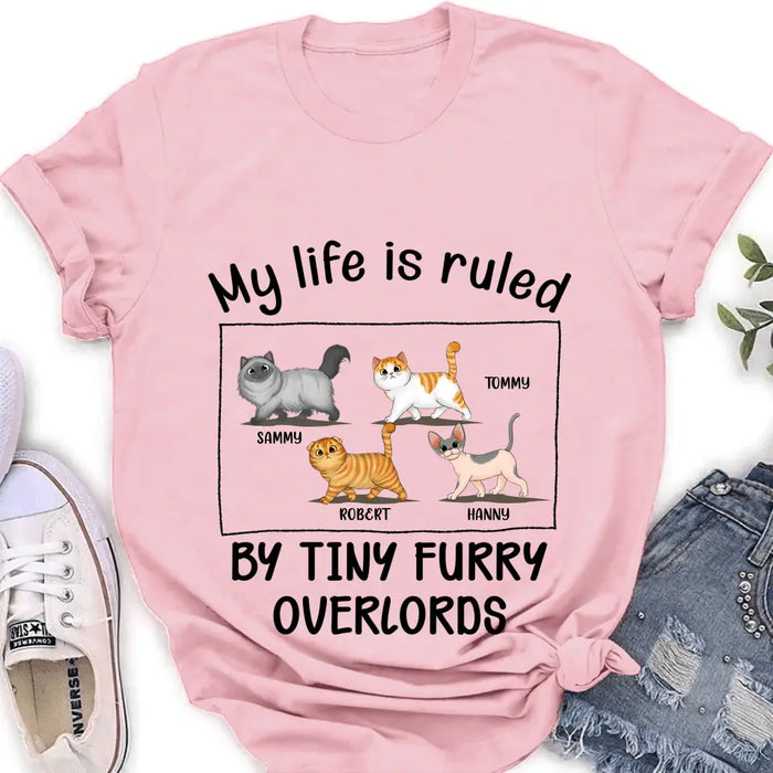 Custom Personalized Cat T-shirt/ Hoodie - Gift Idea For Cat Lovers - My Life Is Ruled By Tiny Furry Overlords