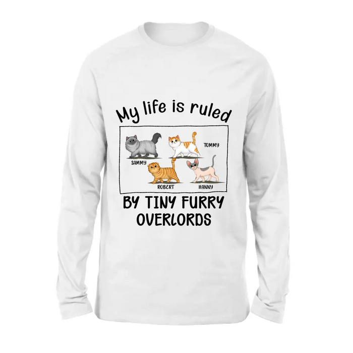 Custom Personalized Cat T-shirt/ Hoodie - Gift Idea For Cat Lovers - My Life Is Ruled By Tiny Furry Overlords