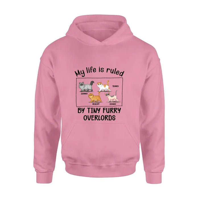 Custom Personalized Cat T-shirt/ Hoodie - Gift Idea For Cat Lovers - My Life Is Ruled By Tiny Furry Overlords