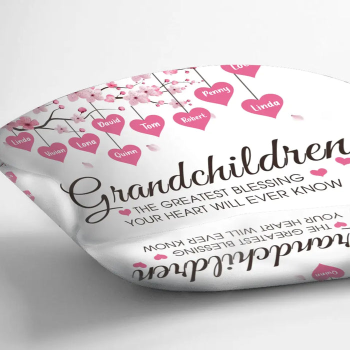 Custom Personalized Grandma Pillow Cover - Gift Idea For Grandma - Upto 11 Kids - Grandma's Egg - The Greatest Blessing