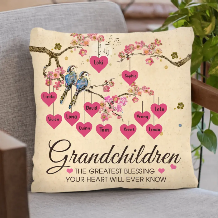 Custom Personalized Grandma Pillow Cover - Gift Idea For Grandma - Upto 11 Kids - Grandma's Egg - Grandchildren