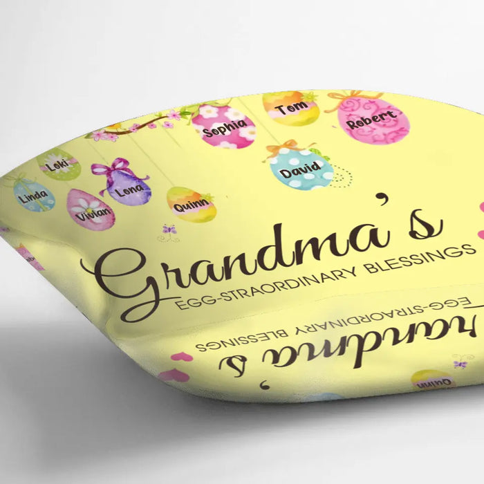 Custom Personalized Grandma Pillow Cover - Gift Idea For Grandma - Upto 11 Kids - Grandma's Egg - Straordinary Blessings