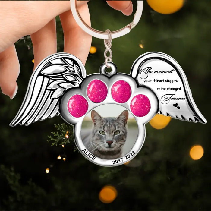 Custom Personalized Memorial Cat Wings Aluminum/ Acrylic Ornament - Memorial Gift Idea For Christmas - Upload Pet Photo - Angels Don't Always Have Wings Sometimes They Have Whiskers