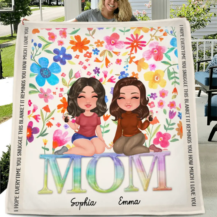 Custom Personalized Mom & Daughter Quilt/ Fleece Throw Blanket - Mother's Day Gift Idea To Mom - We Love You