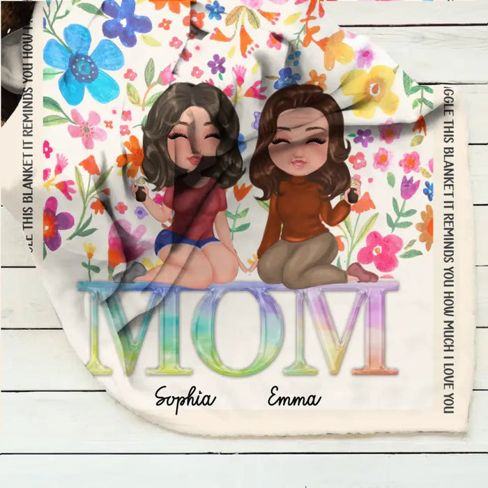 Custom Personalized Mom & Daughter Quilt/ Fleece Throw Blanket - Mother's Day Gift Idea To Mom - We Love You