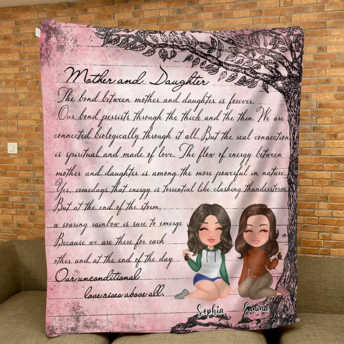 Custom Personalized Mom & Daughter Quilt/ Fleece Throw Blanket - Mother's Day Gift Idea To Mom - Our Unconditional Love Rises Above All