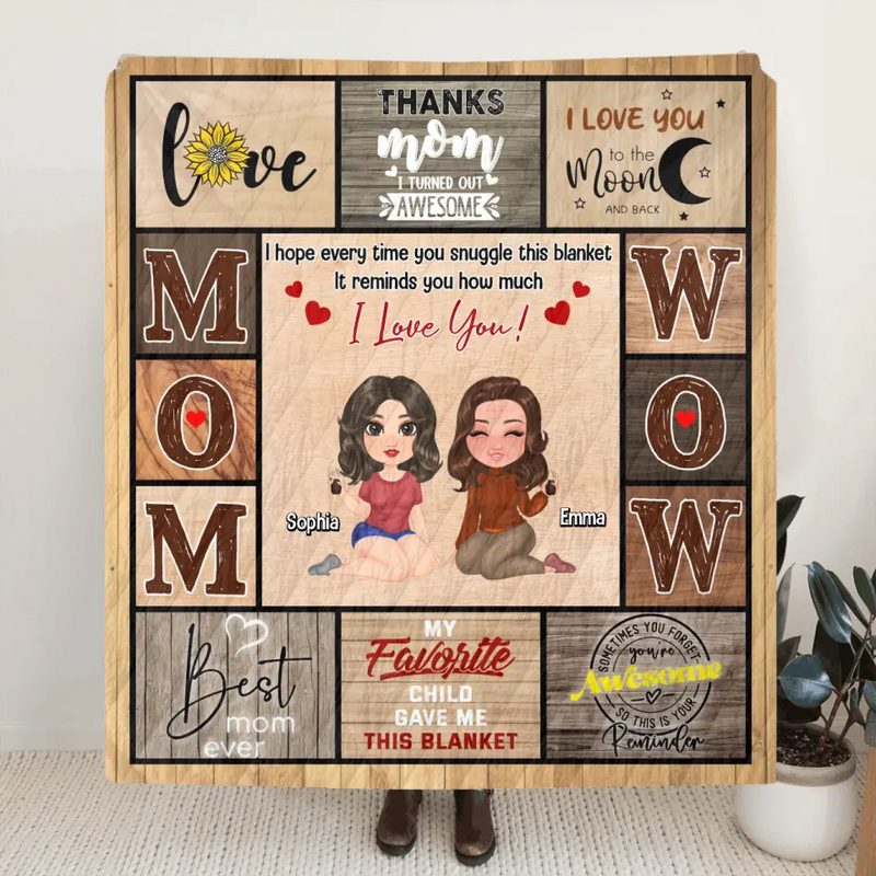 Personalized Mom & Daughter Quilt/Fleece Throw Blanket - Mother's Day Gift Idea To Mom - Thanks Mom It Turned Out Awesome