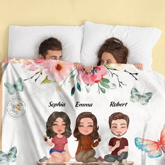 Custom Personalized Mom & Children Quilt/ Fleece Throw Blanket - Upto 3 People - Mother's Day Gift Idea To Mom - It Reminds You How Much We Love You