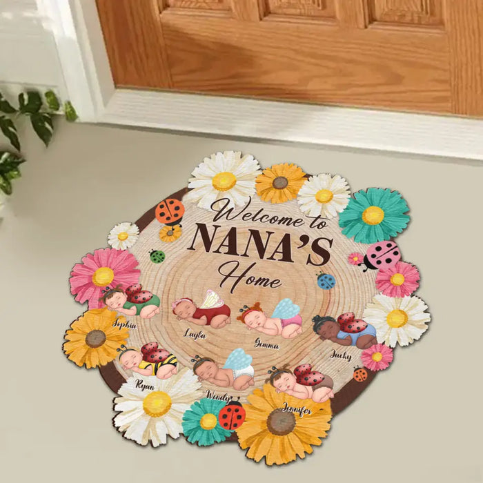 Custom Personalized Nana Doormat - Upto 7 Babies - Mother's Day Gift Idea for Grandma - Welcome To Nana's Home