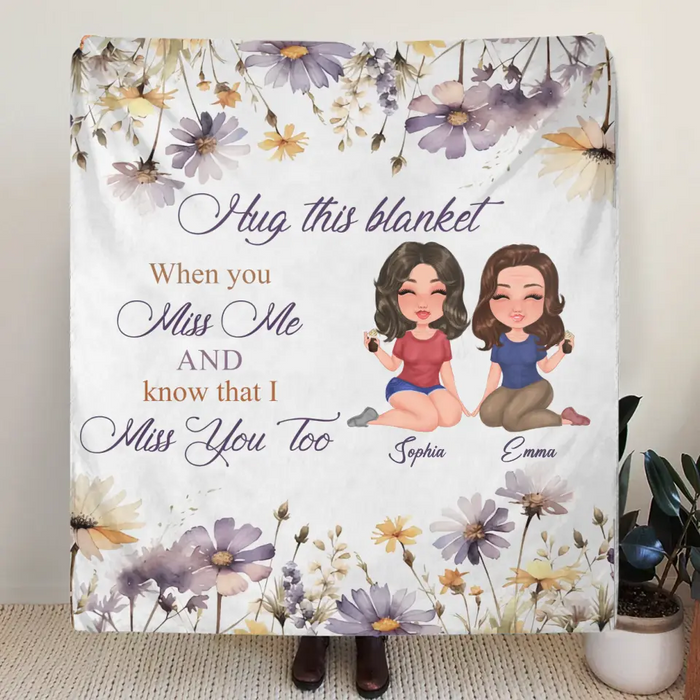 Custom Personalized Mom & Daughter Quilt/ Fleece Throw Blanket - Mother's Day Gift Idea For Mom - Hug This Blanket