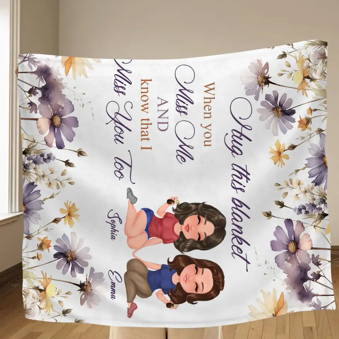 Custom Personalized Mom & Daughter Quilt/ Fleece Throw Blanket - Mother's Day Gift Idea For Mom - Hug This Blanket