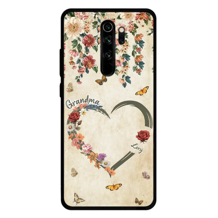 Custom Personalized Floral Heart Grandma Mom Vintage Birth Month Flower Phone Case - Up to 10 Kids - Mother's Day Gift Idea for Mom/Grandma - Case For Xiaomi/ Oppo/ Huawei