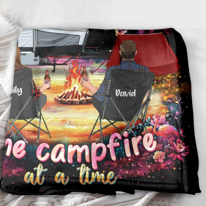 Custom Personalized Camping Quilt/Fleece Throw Blanket/Pillow Cover - Gift Idea For Family/Camping Lover - Making Memories One Campfire At A Time