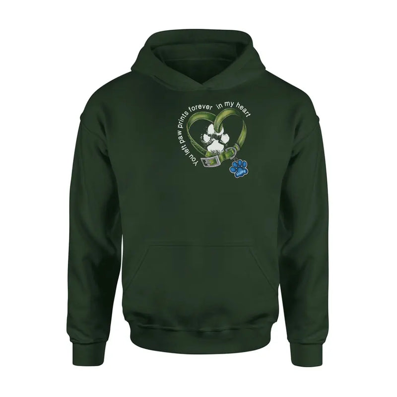 Personalized Dog T-shirt/Hoodie - Memorial Gift Idea For Dog Lover/Father's Day/Mother's Day - You Left Paw Prints Forever In My Heart