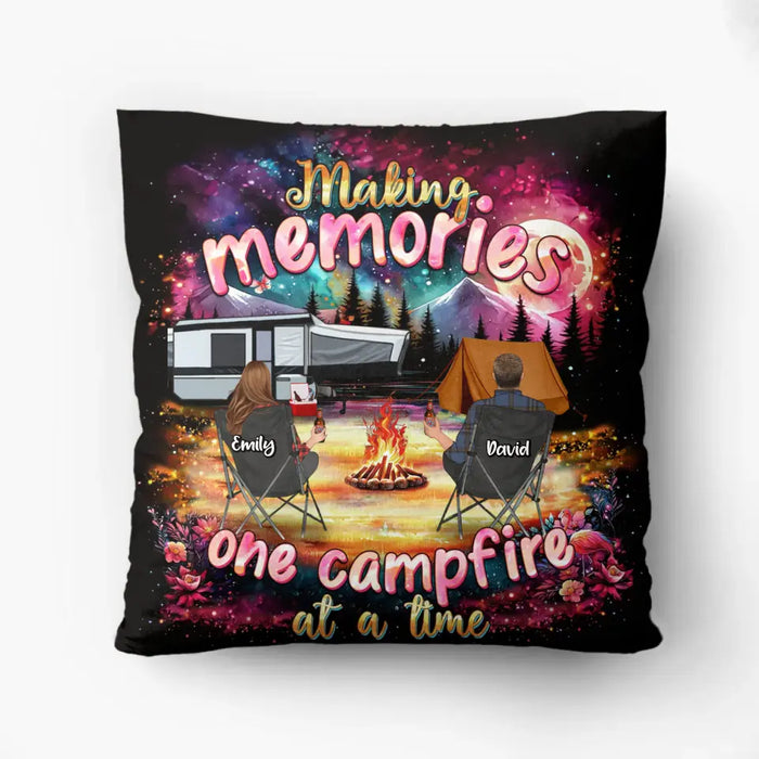 Custom Personalized Camping Quilt/Fleece Throw Blanket/Pillow Cover - Gift Idea For Family/Camping Lover - Making Memories One Campfire At A Time